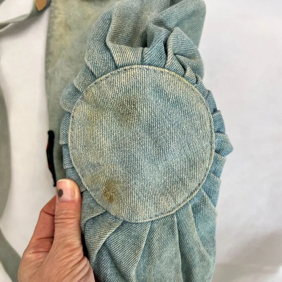 Vintage Holiday Fair Faded Blue Jean Denim Hobo Crossbody Jetbag - Picture 5 of 12